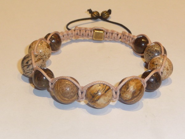 Bracelet shamballa homme jaspe paysage et bronzite