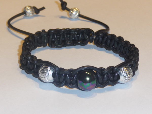 Bracelet shamballa cuir black moon
