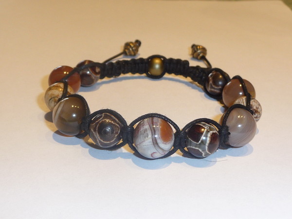 Bracelet shamballa homme agates du botswana